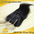 Qingdao factory virgin brazilian human hair 4*4 inch 3 way part swiss lace closure